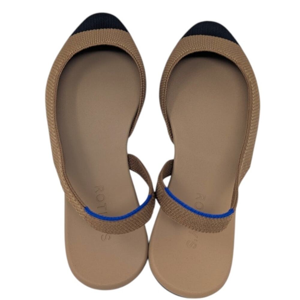 Rothy’s Almond Slingback Tan Black Cap Toe Flats 10.5 - Picture 2 of 5